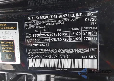 2020 Mercedes-Benz Gle 350 4Matic z USA, uszkodzony, nr VIN 4JGFB4KB8LA219406
